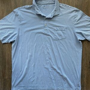 Peter Millar Seaside Wash Cotton Pocket Striped Golf Polo Shirt Blue XL